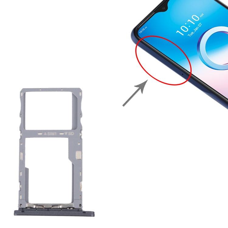 For Alcatel 3L 2020 Original SIM Card Tray + Micro SD Card Tray (Grey) - Card Tray by buy2fix | Online Shopping UK | buy2fix