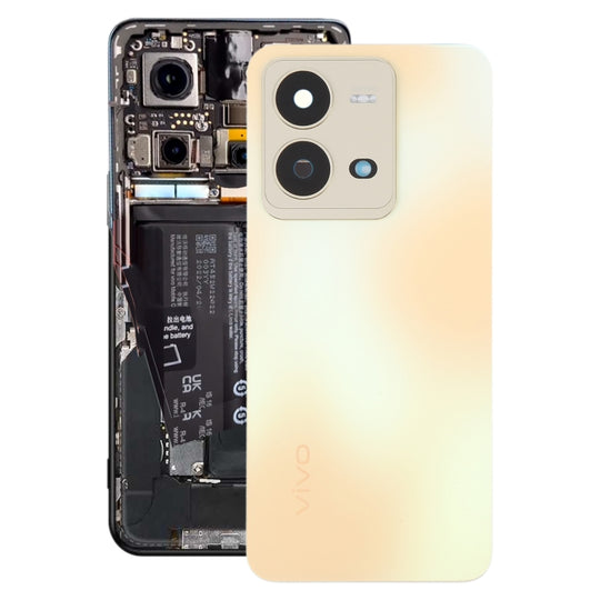 Pour Vivo V25 Couvercle arrière de la batterie d'origine avec couvercle d'objectif de caméra (or)