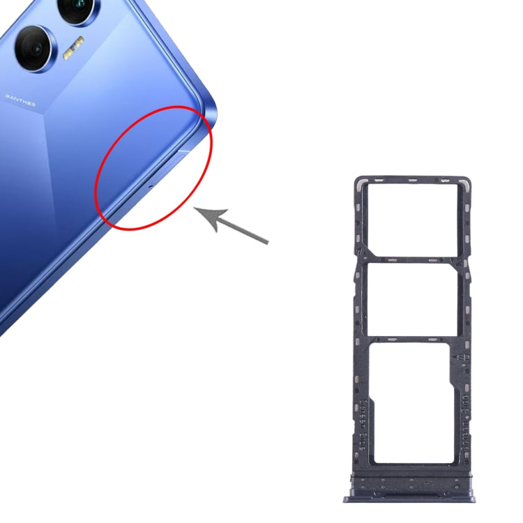For Tecno Pova Neo SIM Card Tray + SIM Card Tray + Micro SD Card Tray (Black) by buy2fix