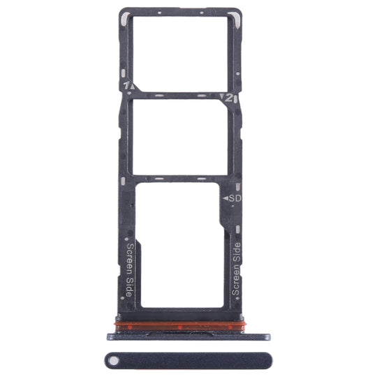 For Tecno Pop 7 BF6 SIM Card Tray + SIM Card Tray + Micro SD Card Tray (Black)