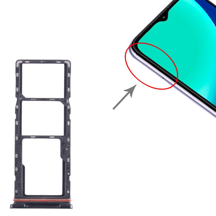 For Infinix Hot 10i X659B SIM Card Tray + SIM Card Tray + Micro SD Card Tray (Black) by buy2fix