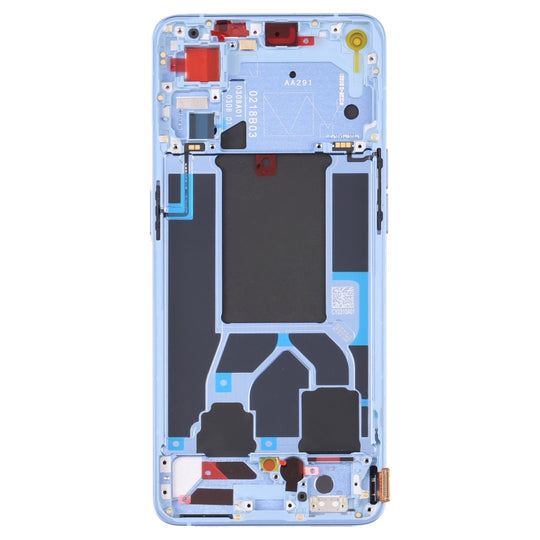 Pour OPPO Reno7 Pro 5G, boîtier avant, cadre LCD, plaque de lunette (bleu)