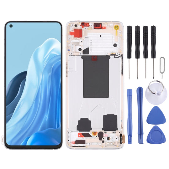 Écran LCD d'origine pour OPPO Reno7 Pro 5G, assemblage complet avec cadre (or)
