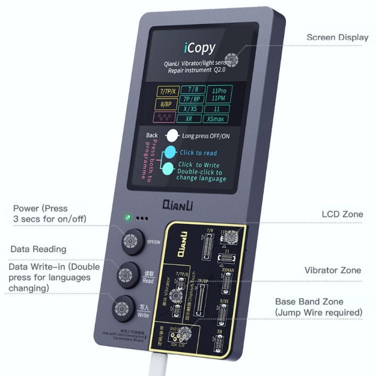 For iPhone 6 - 14 Pro Max 3 in 1 Qianli iCopy Plus 2.2 Repair Detection Programmer Set, Plug: EU - Repair Programmer by QIANLI | Online Shopping UK | buy2fix