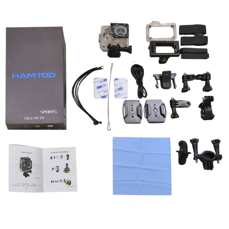 HAMTOD S9 UHD 4K WiFi  Sport Camera with Waterproof Case, Generalplus 4247, 2.0 inch LCD Screen, 170 Degree Wide Angle Lens (Blue) - DJI & GoPro Accessories by HAMTOD | Online Shopping UK | buy2fix