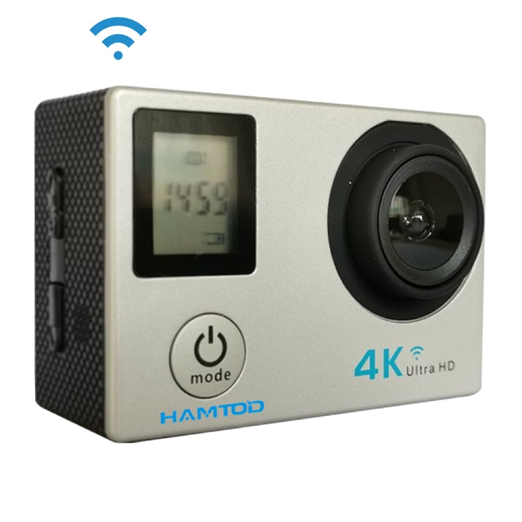 HAMTOD H12 UHD 4K WiFi  Sport Camera with Waterproof Case, Generalplus 4247, 0.66 inch + 2.0 inch LCD Screen, 170 Degree Wide Angle Lens (Silver) - DJI & GoPro Accessories by HAMTOD | Online Shopping UK | buy2fix