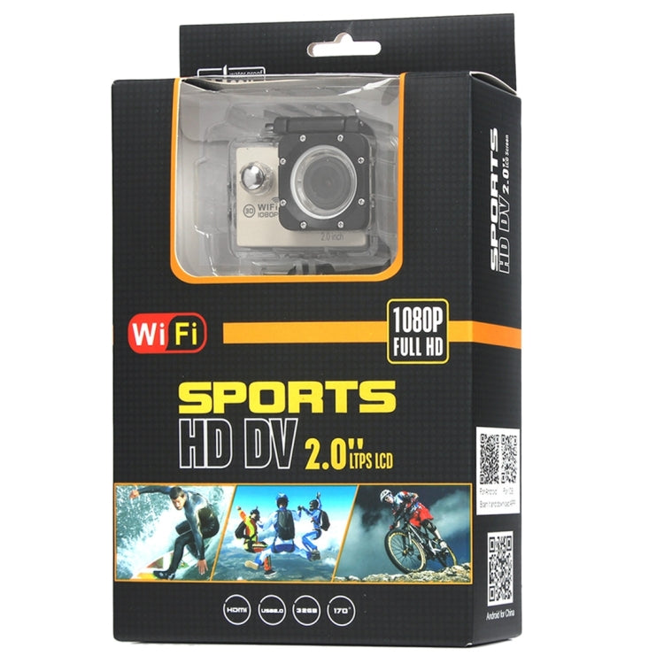 H16 1080P Portable WiFi Waterproof Sport Camera, 2.0 inch Screen,  Generalplus 4248, 170 A+ Degrees Wide Angle Lens, Support TF Card(Silver) - DJI & GoPro Accessories by buy2fix | Online Shopping UK | buy2fix