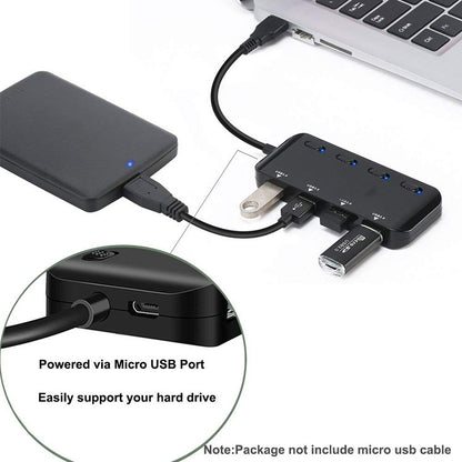 Ultra Speed USB3.0 4 Ports Hub with Switch -  by buy2fix | Online Shopping UK | buy2fix