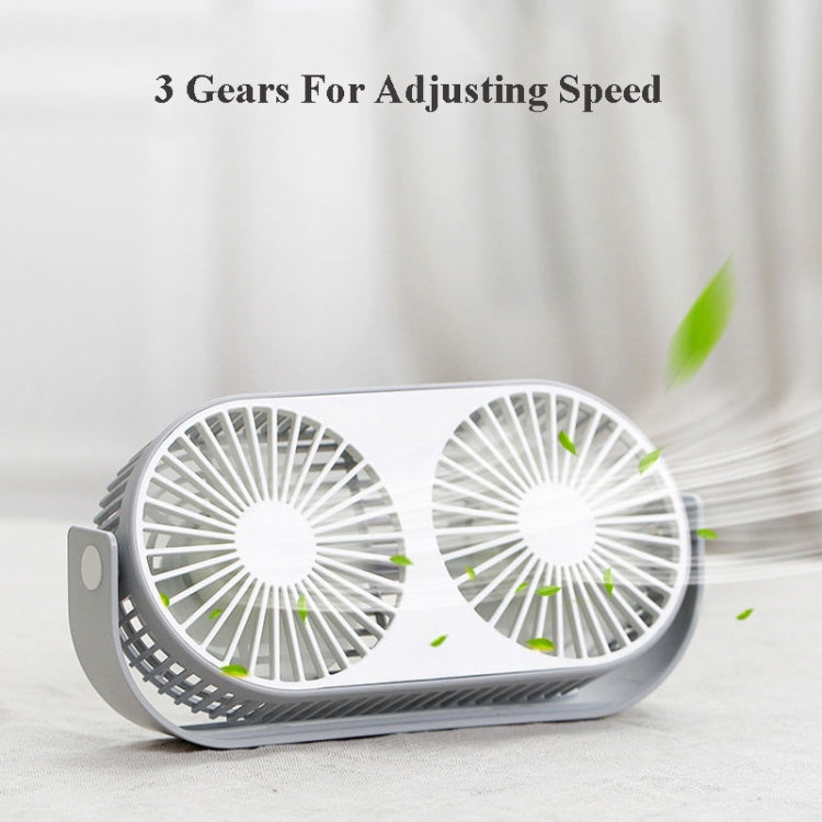 Small Bean Desktop Desktop Double Leaf Usb Mini Fan(Gray) - Consumer Electronics by buy2fix | Online Shopping UK | buy2fix