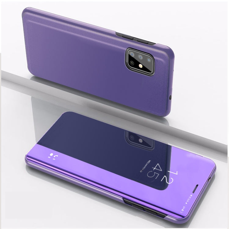 For Samsung Galaxy A71 5G Plated Mirror Horizontal Flip Leather Case with Holder(Purple Blue) by buy2fix