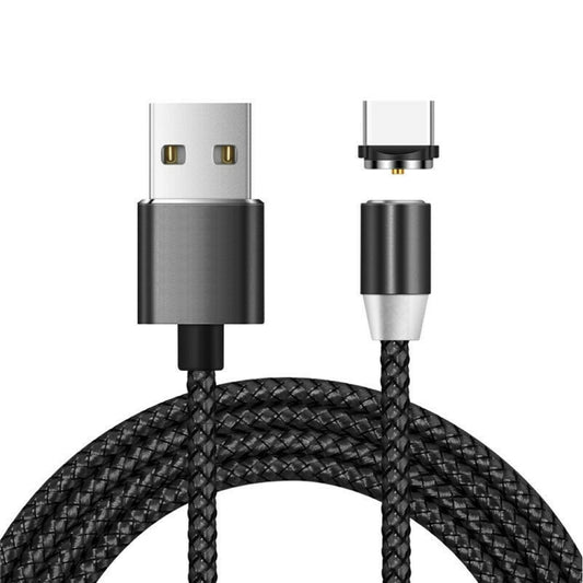 USB to USB-C / Type-C Magnetic Metal Connector Nylon Two-color Braided Magnetic Data Cable, Cable Length: 1m(Black) - Mobile Accessories by buy2fix | Online Shopping UK | buy2fix