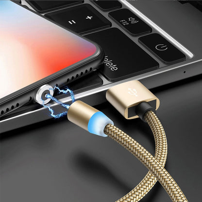 USB to USB-C / Type-C Magnetic Metal Connector Nylon Two-color Braided Magnetic Data Cable, Cable Length: 1m(Gold) - Mobile Accessories by buy2fix | Online Shopping UK | buy2fix