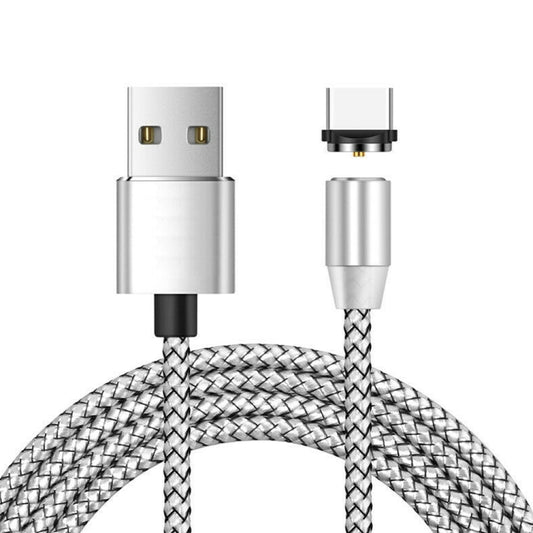 USB to USB-C / Type-C Magnetic Metal Connector Nylon Two-color Braided Magnetic Data Cable, Cable Length: 1m(Silver) - Mobile Accessories by buy2fix | Online Shopping UK | buy2fix