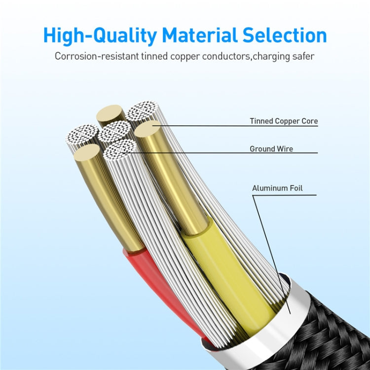 2 in 1 USB to Micro USB + USB-C / Type-C Magnetic Metal Connector Nylon Two-color Braided Magnetic Data Cable, Cable Length: 1m(Gold) - Mobile Accessories by buy2fix | Online Shopping UK | buy2fix