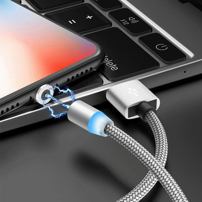 2 in 1 USB to Micro USB + USB-C / Type-C Magnetic Metal Connector Nylon Two-color Braided Magnetic Data Cable, Cable Length: 1m(Silver) - Mobile Accessories by buy2fix | Online Shopping UK | buy2fix