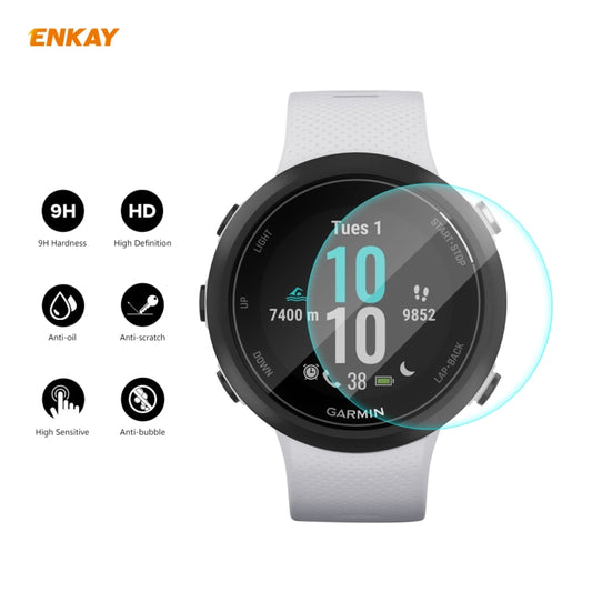 For Garmin Swim 2 2 PCS ENKAY Hat-Prince 0.2mm 9H 2.15D Curved Edge Tempered Glass Screen Protector Watch Film by ENKAY
