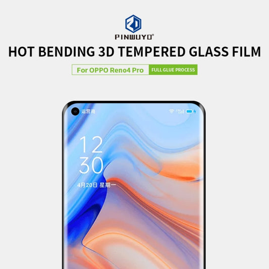 For Oppo Reno4 Pro 5G PINWUYO 9H 3D Hot Bending Tempered Glass Film(Black) by PINWUYO
