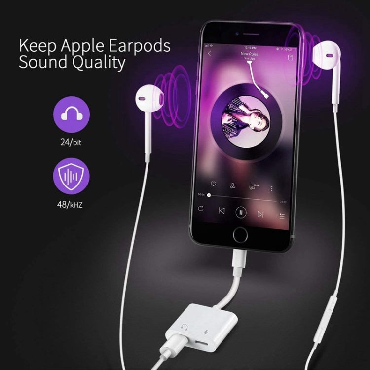 ZS-S1802 2 in 1 8 Pin Male to 8 Pin Charging + 8 Pin Audio Female Connector Earphone Adapter, Support Calls & Wire Control, Compatible with All IOS System - Earphone Adapter by buy2fix | Online Shopping UK | buy2fix