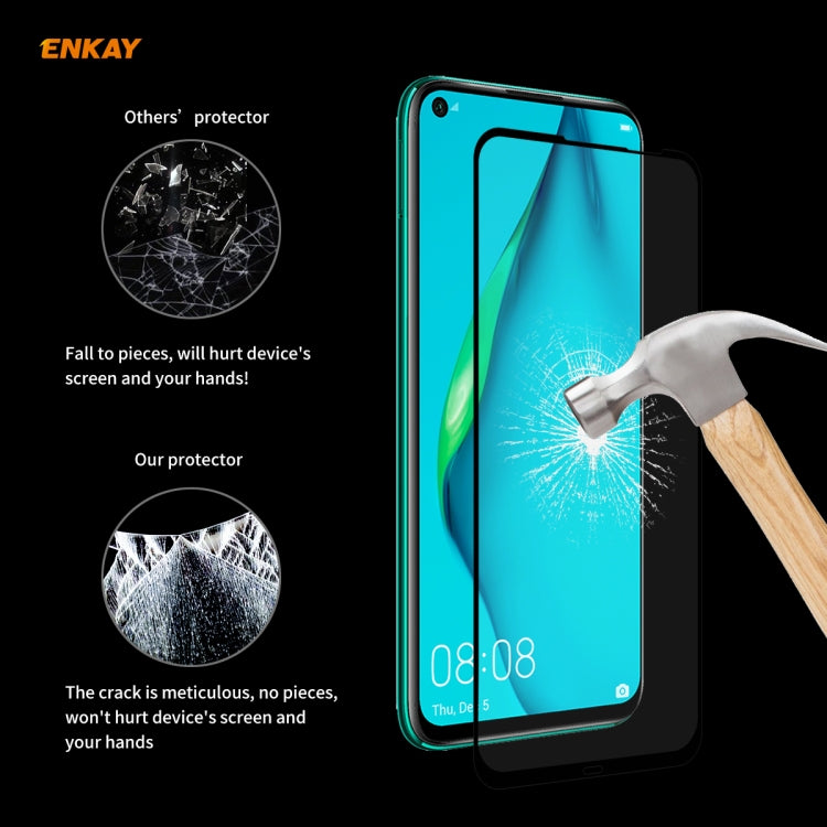 For Huawei P40 Lite ENKAY Hat-Prince Full Glue 0.26mm 9H 2.5D Tempered Glass Full Coverage Film - Mobile Accessories by ENKAY | Online Shopping UK | buy2fix