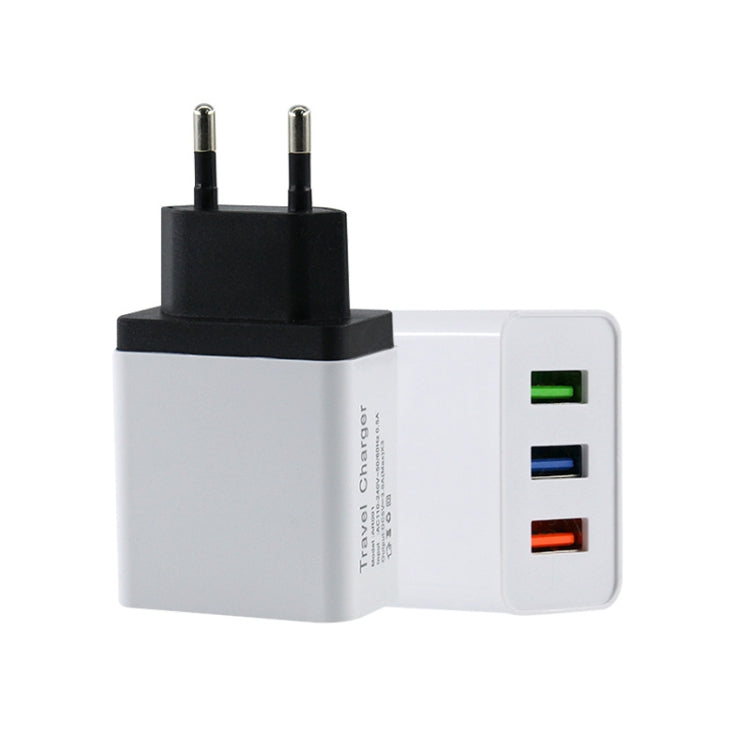 2A 3 USB PortsTravel Charger, EU Plug(Black) - Mobile Accessories by buy2fix | Online Shopping UK | buy2fix