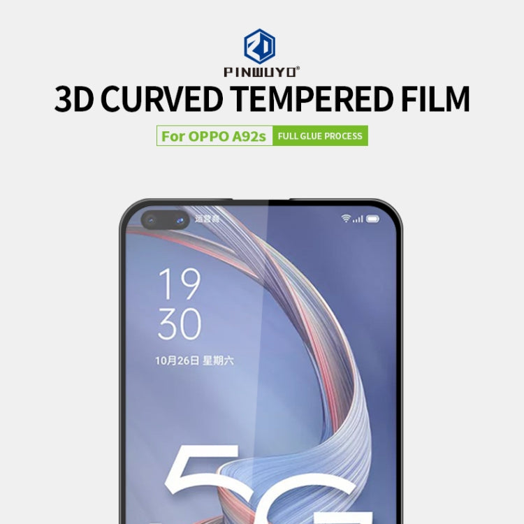 For OPPO A92S PINWUYO 9H 3D Curved Full Screen Explosion-proof Tempered Glass Film(Black) - OPPO Tempered Glass by PINWUYO | Online Shopping UK | buy2fix