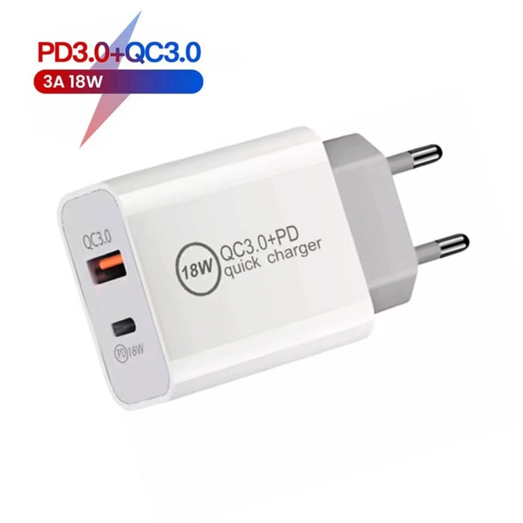 SDC-18W 18W PD + QC 3.0 USB Dual Fast Charging Universal Travel Charger with Micro USB Fast Charging Data Cable, EU Plug - Mobile Accessories by buy2fix | Online Shopping UK | buy2fix