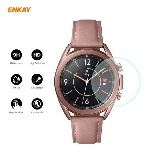 For Samsung Galaxy Watch 3 41mm 2 PCS ENKAY Hat-Prince 0.2mm 9H 2.15D Curved Edge Tempered Glass Screen Protector Watch Film by ENKAY