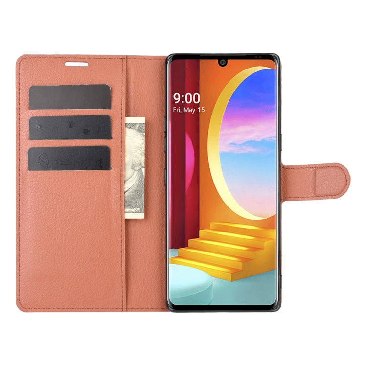 For LG Velvet Litchi Texture Horizontal Flip Protective Case with Holder & Card Slots & Wallet(Brown) - Mobile Accessories by buy2fix | Online Shopping UK | buy2fix