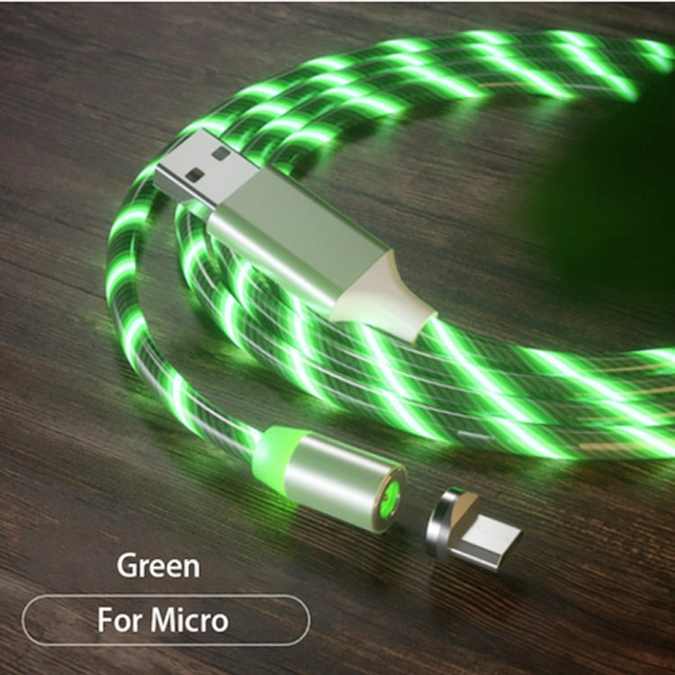 USB to Micro USB Magnetic Suction Colorful Streamer Mobile Phone Charging Cable, Length: 1m(Green Light) - Mobile Accessories by buy2fix | Online Shopping UK | buy2fix
