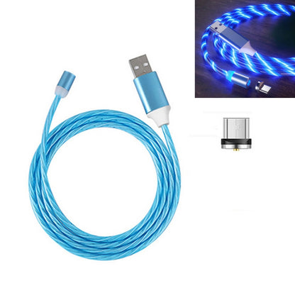 USB to Micro USB Magnetic Suction Colorful Streamer Mobile Phone Charging Cable, Length: 1m(Blue Light) - Mobile Accessories by buy2fix | Online Shopping UK | buy2fix