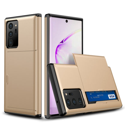 For Samsung Note20 Ultra Shockproof Rugged Armor Protective Case with Card Slot(Gold) by buy2fix