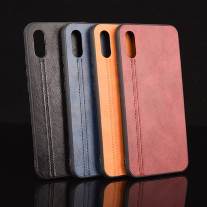 For Xiaomi Redmi 9A Shockproof Sewing Cow Pattern Skin PC + PU + TPU Case(Blue) by buy2fix