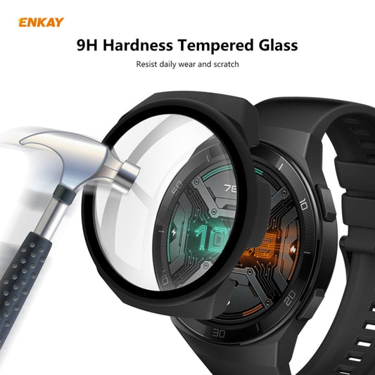 For Huawei Watch GT 2e 46mm ENKAY Hat-Prince ENK-AC8203 Full Coverage PC Frosted Case + 9H Tempered Glass Film(Pink) by ENKAY