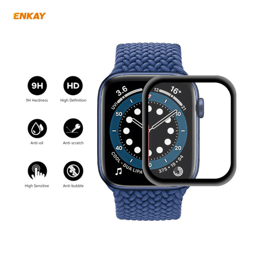 For Apple Watch 6/5/4/SE 40mm 10 PCS ENKAY Hat-Prince 0.2mm 9H Surface Hardness 3D Explosion-proof Aluminum Alloy Edge Full Screen Tempered Glass Screen Film by ENKAY