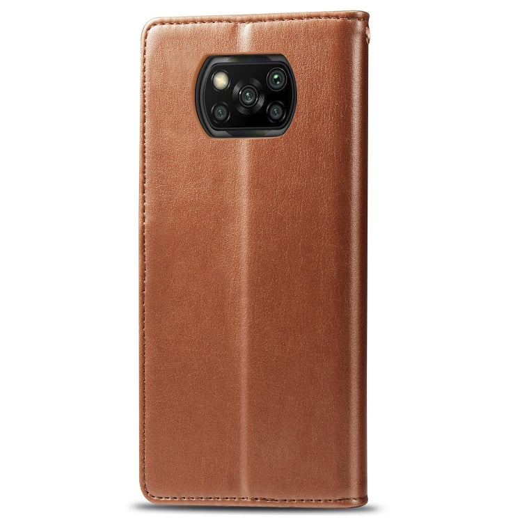 For Xiaomi Poco X3 NFC Retro Solid Color Leather Buckle Phone Case with Lanyard & Photo Frame & Card Slot & Wallet & Stand Function(Brown) by buy2fix