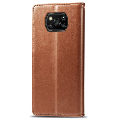 For Xiaomi Poco X3 NFC Retro Solid Color Leather Buckle Phone Case with Lanyard & Photo Frame & Card Slot & Wallet & Stand Function(Brown) by buy2fix