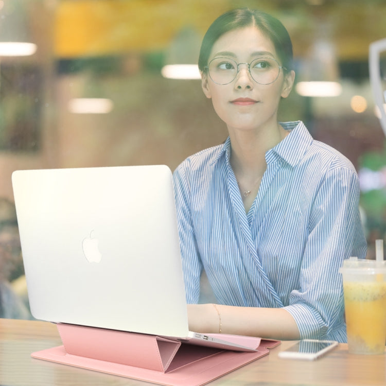 4 in 1 Universal Laptop Holder PU Waterproof Protection Wrist Laptop Bag, Size:11/12inch(Rose gold) by buy2fix