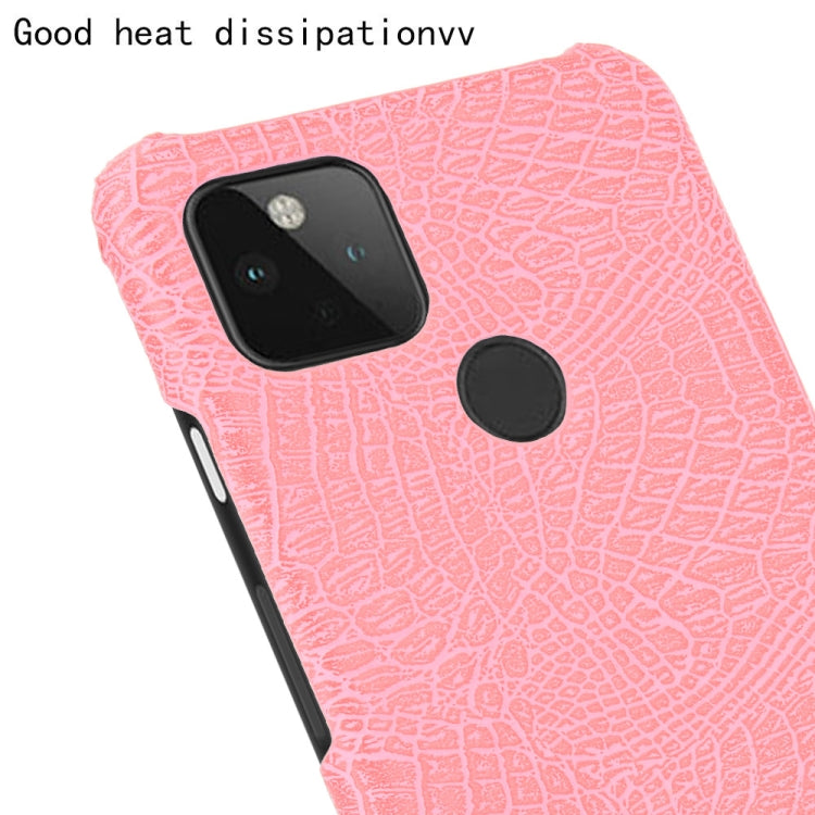 For Google Pixel 5 Shockproof Crocodile Texture PC + PU Case(Pink) by buy2fix