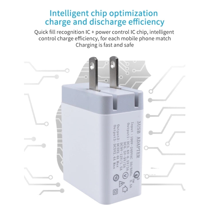 SDC-30W 2 in 1 USB to Micro USB Data Cable + 30W QC 3.0 USB + 2.4A Dual USB 2.0 Ports Mobile Phone Tablet PC Universal Quick Charger Travel Charger Set, US Plug - Mobile Accessories by buy2fix | Online Shopping UK | buy2fix