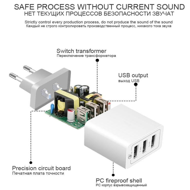 SDC-30W 2 in 1 USB to Micro USB Data Cable + 30W QC 3.0 USB + 2.4A Dual USB 2.0 Ports Mobile Phone Tablet PC Universal Quick Charger Travel Charger Set, EU Plug - Mobile Accessories by buy2fix | Online Shopping UK | buy2fix