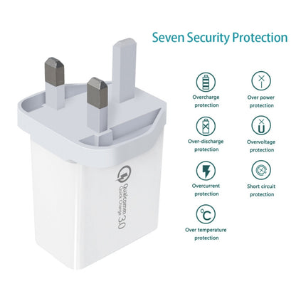 SDC-30W 2 in 1 USB to Micro USB Data Cable + 30W QC 3.0 USB + 2.4A Dual USB 2.0 Ports Mobile Phone Tablet PC Universal Quick Charger Travel Charger Set, UK Plug - Mobile Accessories by buy2fix | Online Shopping UK | buy2fix