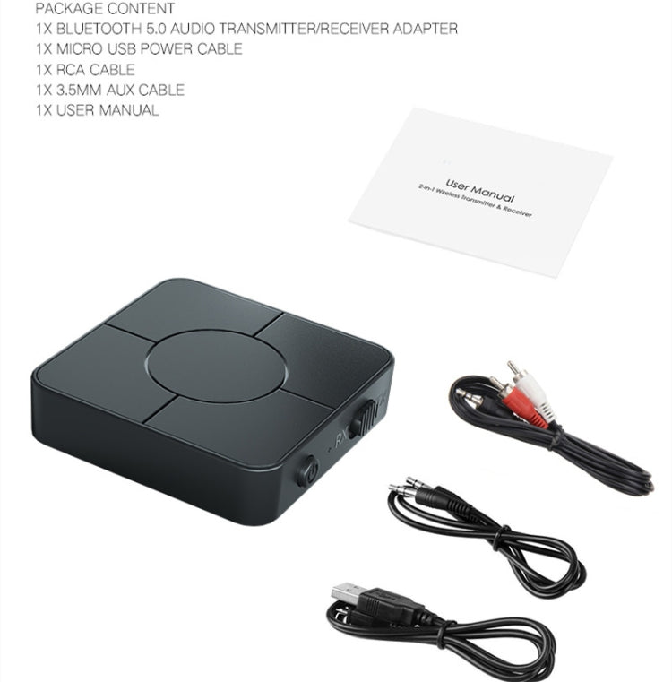 KN326 Bluetooth Audio Receiver Transmitter 5.0 Two-in-one Bluetooth Adapter for Hands-free Calls - Apple Accessories by buy2fix | Online Shopping UK | buy2fix