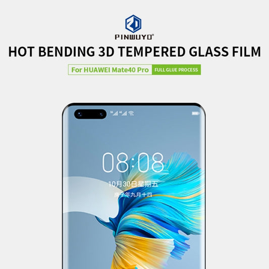 For Huawei Mate40 Pro PINWUYO 9H 3D Hot Bending Tempered Glass Film(Black) by PINWUYO