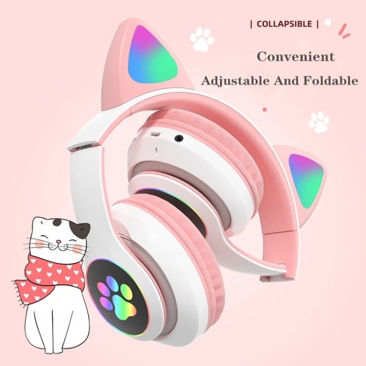 T&G TN-28 3.5mm Bluetooth 5.0 Dual Connection RGB Cat Ear Bass Stereo Noise-cancelling Headphones Support TF Card With Mic(Pink) - Headset & Headphone by T&G | Online Shopping UK | buy2fix