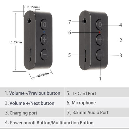 BR03 Card Car Bluetooth 5.0 Receiver Speaker Music Wireless Audio Receiver Bluetooth Hands-free Call - Apple Accessories by buy2fix | Online Shopping UK | buy2fix