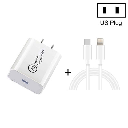 SDC-20W 2 in 1 PD 20W USB-C / Type-C Travel Charger + 3A PD3.0 USB-C / Type-C to 8 Pin Fast Charge Data Cable Set, Cable Length: 2m, US Plug - Apple Accessories by buy2fix | Online Shopping UK | buy2fix