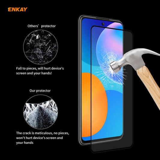 For Huawei P Smart 2021 2 PCS ENKAY Hat-Prince Full Glue 0.26mm 9H 2.5D Tempered Glass Full Coverage Film by PINWUYO