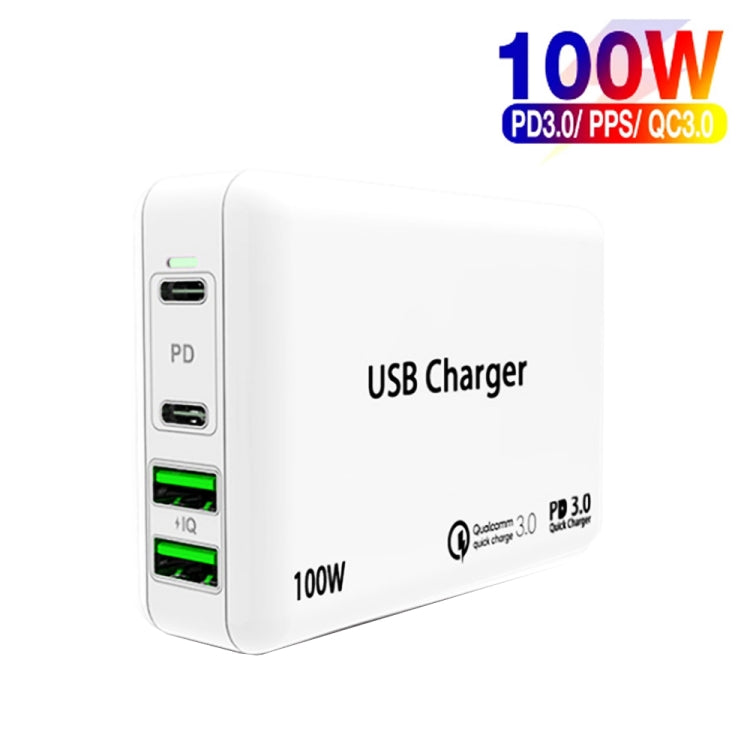 PD 65W Dual USB-C / Type-C + Dual USB 4-port Charger with Power Cable for Apple / Huawei / Samsung Laptop EU Plug - Mobile Accessories by buy2fix | Online Shopping UK | buy2fix