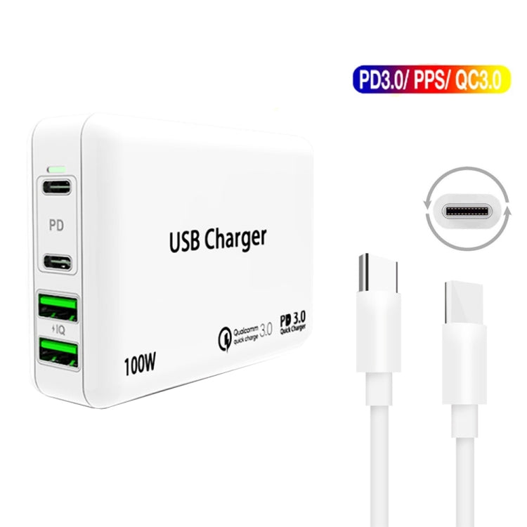 PD65W-A9 PD 65W Dual Dort USB-C / Type-C + Dual USB Charger with 5A USB-C / Type-C to USB-C / Type-C Fast Charging Cable for Apple MacBook Series EU Plug - Cable & Adapter by buy2fix | Online Shopping UK | buy2fix