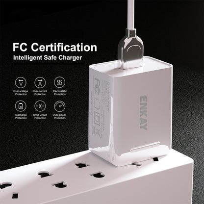 ENKAY Hat-Prince U036 18W 3A QC3.0 Fast Charging Power Adapter US Plug Portable Travel Charger With 3A 1m 8 Pin Cable - Mobile Accessories by ENKAY | Online Shopping UK | buy2fix